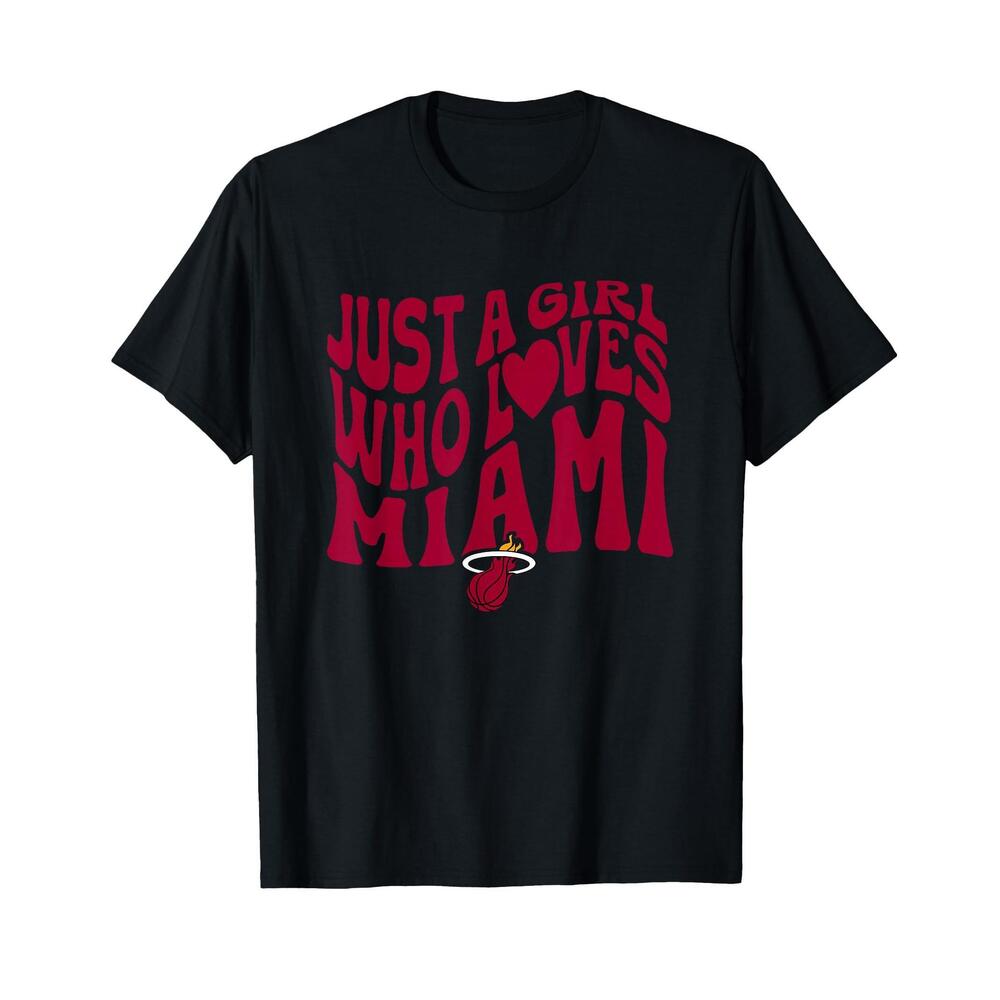 Nba Just A Girl Who Loves Miami Retro Heat Wave T-Shirt